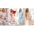 thumbnail image 5 of UVN Womens Pajama Sets Short Sleeve Button Down Tops and Capri Pants 2 Piece Outfit Soft Pjs Sleepwear Loungewear with Pockets, 5 of 6