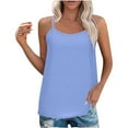 thumbnail image 2 of Mrzvby Camisole d'Été pour Femmes Été Femmes Couleur Unie Col Rond Sans Manches T-Shirt Décontracté Hauts Camisole, 2 of 8