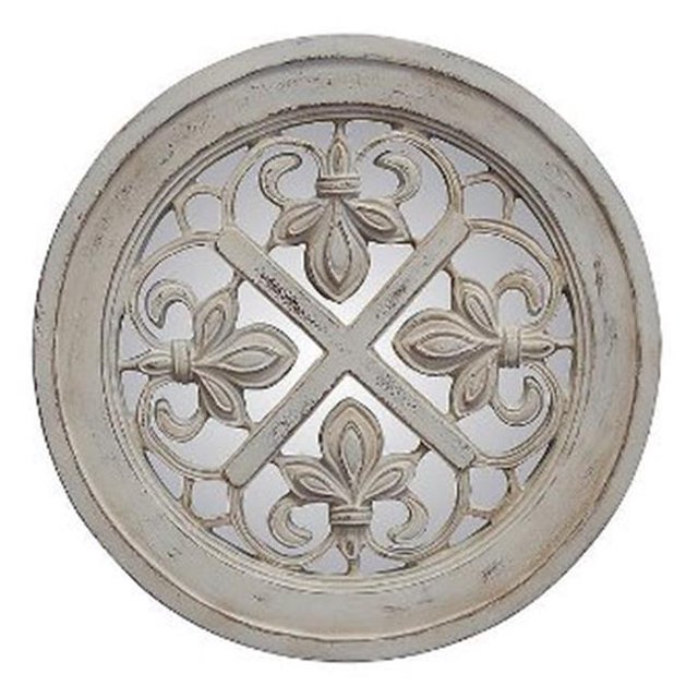 Fluer De Lis Old World White Decorative Mirror
