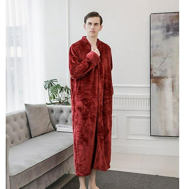 Jwl zipper Bathrobes Men Winter Warm Shower Robe Couple Pajamas Flannel Thermal Sleepwear Male Long Dressing Gown Bath Loungewear Walmart