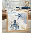 thumbnail image 2 of Fennco Styles Coastal Sea Life Cotton Table Runner 16" W x 72" L - Navy Blue Octopus & Sea Star Nautical Table Cover for Everyday Use, Family Gathering, Banquets, and Special Occasions, 2 of 3