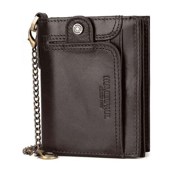 Tarjetero Hombre Cartera Caballero Piel Regalos Para Hombres marron oscuro