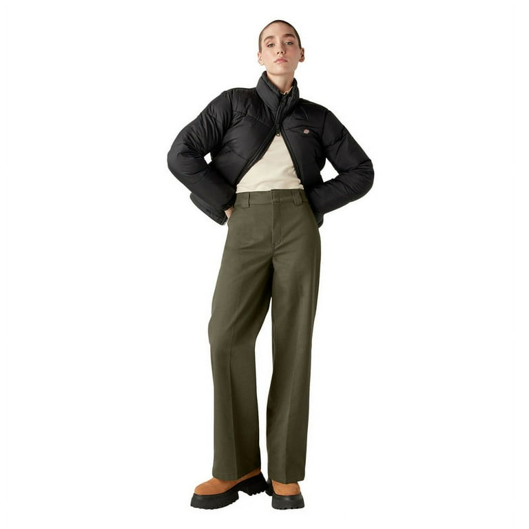 Dickies Women's Regular Fit Wide Leg Work Pants, Military Dickies Women's Regular Fit Wide Leg Work Pants, Military