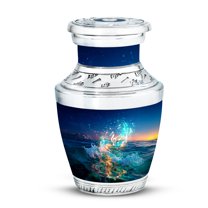 Yatskia Blue Music with Tree Little Funeral Urns for Human Ashes Adult Male and Female, Small Keepsake Urn for Ashes Adult, (Tasty Pack of 1, 3 Inch)