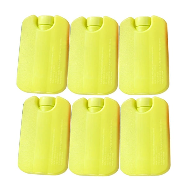 6 bloques de hielo refrigerantes ligeros, portátiles, ahorradores de espacio y reutilizables. Amarillo