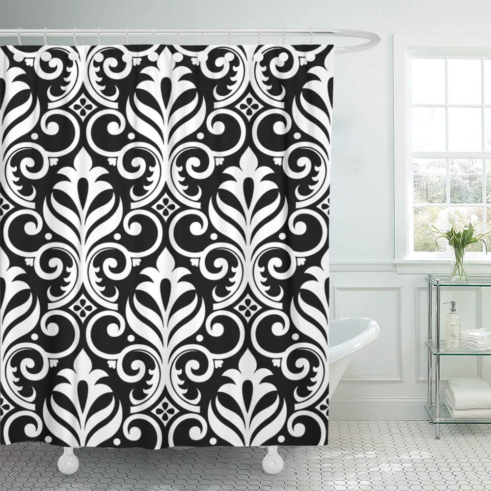 KSADK Abstract Damask Black Floral Graphic Leaf Old Retro Royal