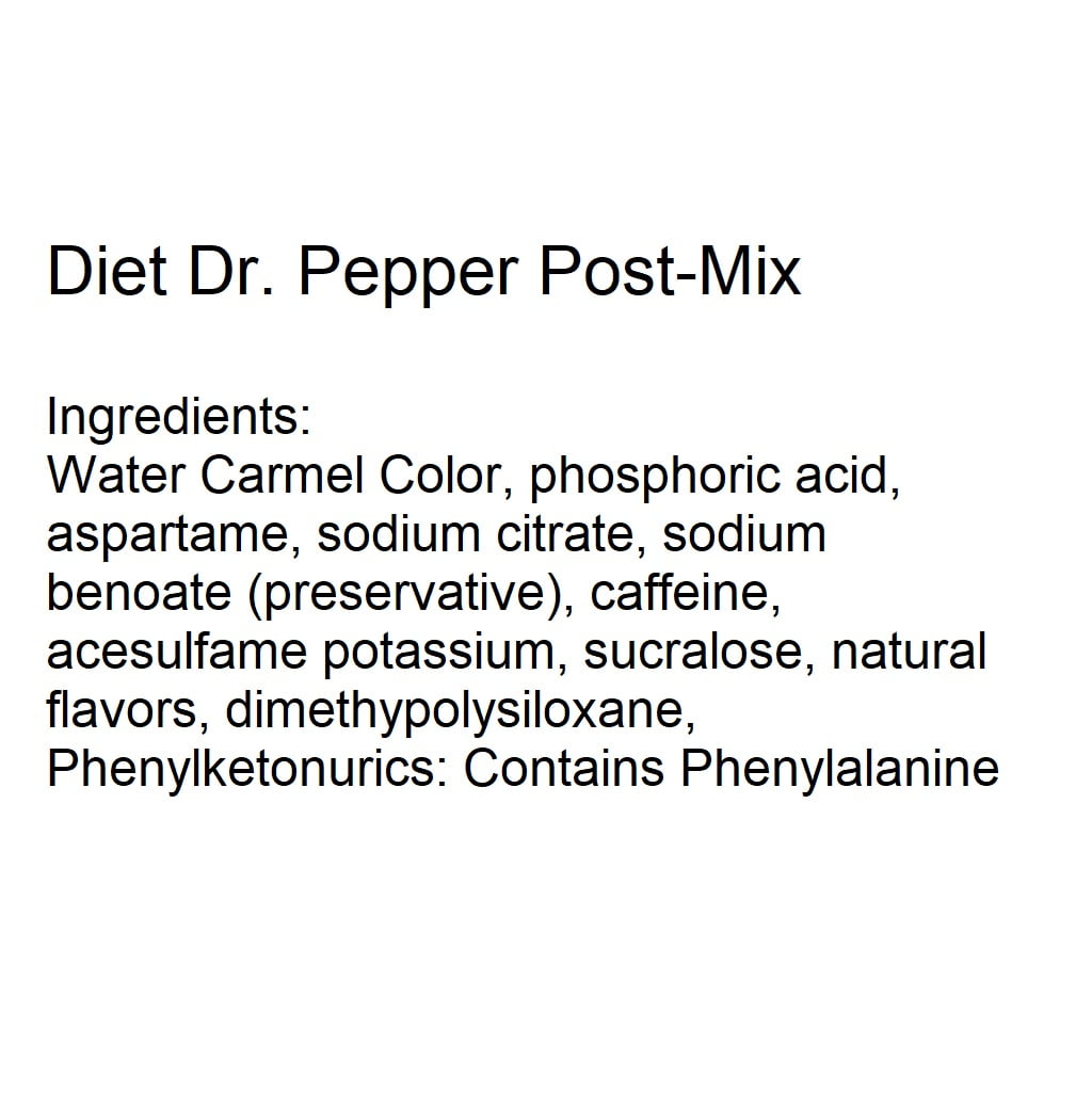Willtec Diet Dr. Pepper Bag In Box Syrup, 5 Gallon Bag in Box Concentrate.