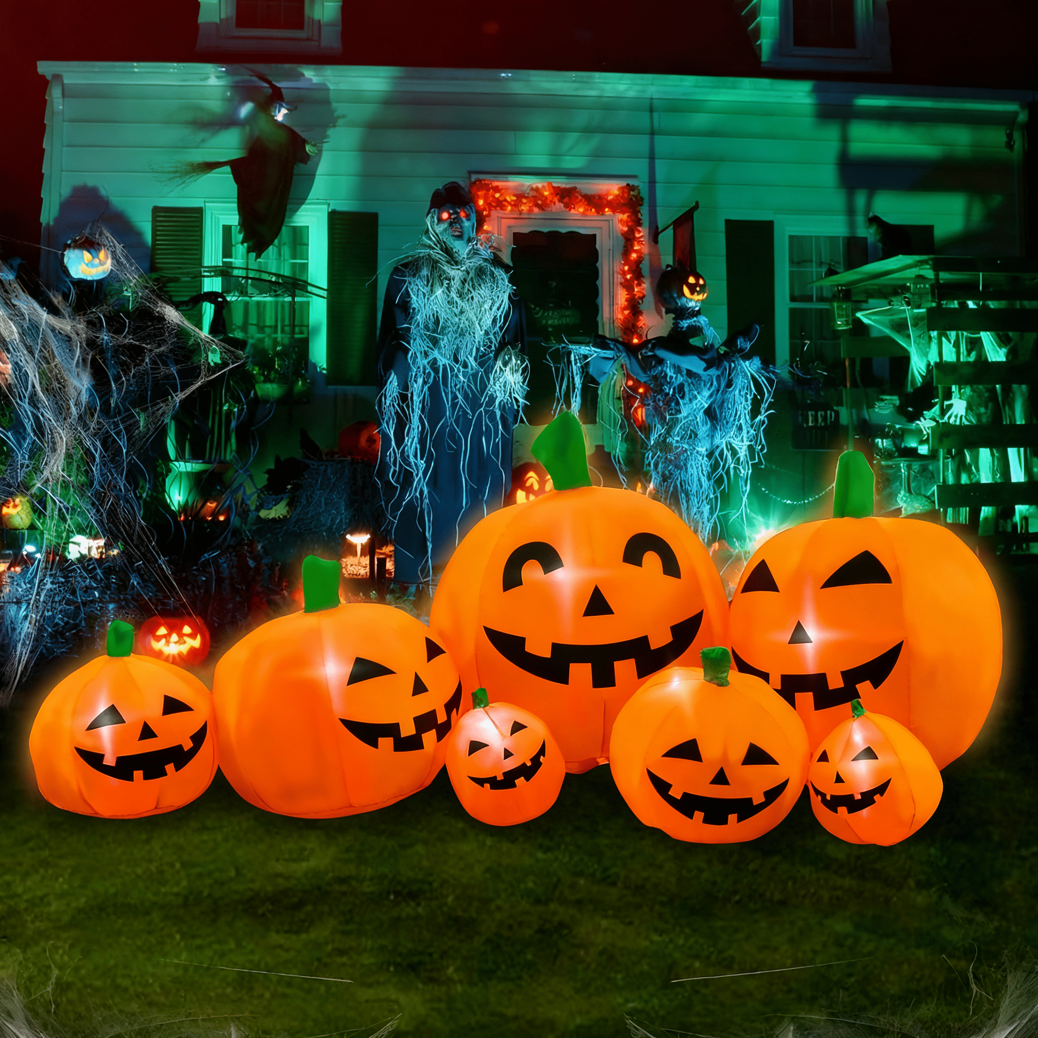 Halloween Inflatable Decoration with Built-in LED Lights for Yard Display