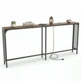 thumbnail image 1 of Gymax 71'' Console Table w/Power Outlet Metal Frame for Hallway Foyer Living Room Rustic Brown & Black, 1 of 10