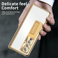 thumbnail image 4 of ELEHOLD for Samsung Galaxy Z Fold 3 5G 2021 6.7 inch Rugged Case, Aluminium Alloy Built-in Screen Flim Camera Lens Protector Hidden Kickstand Shockproof Case Cover for ZFold 3,Gold + Silver, 4 of 7