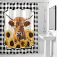thumbnail image 2 of Farm Animal Cow Shower Curtain, Black Plaid Sunflower Floral Country Style Waterproof Shower Curtain Set with 12 Hooks Lightweight Bath Curtains Fabric Bathroom Decor 72x84 Inches, 2 of 9
