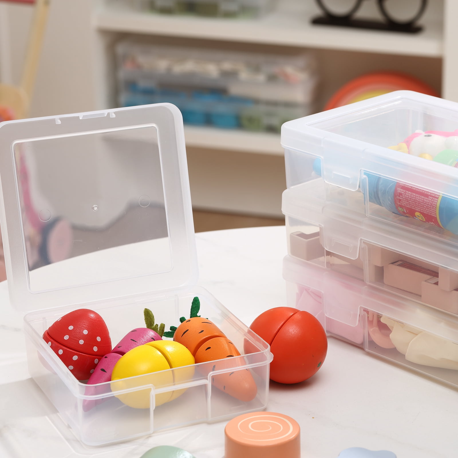 Novelinks Stackable Plastic Storage Pencil Box  Crayon Beads Jewelry, Small, 18 Count