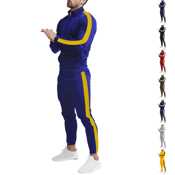 Sweatsuits for Mens Sweat Suit Jogging Track Suits 2 Piece Matching Sets Outfits Casual Comfy Athletic Tracksuits Royal Blue M
