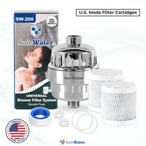 SafeWater KDF Infused Activated Carbon Shower Filter Bundle Pack - All-in-One Solution | Removes Chlorine, Heavy Metals | Prevents Dry Skin, Eczema | Universal Fit, 2 Refill Cartridges | Made in USA