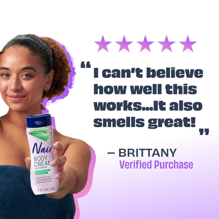 Nair Body Cream Hair Remover, Soothing Aloe & Water Lily