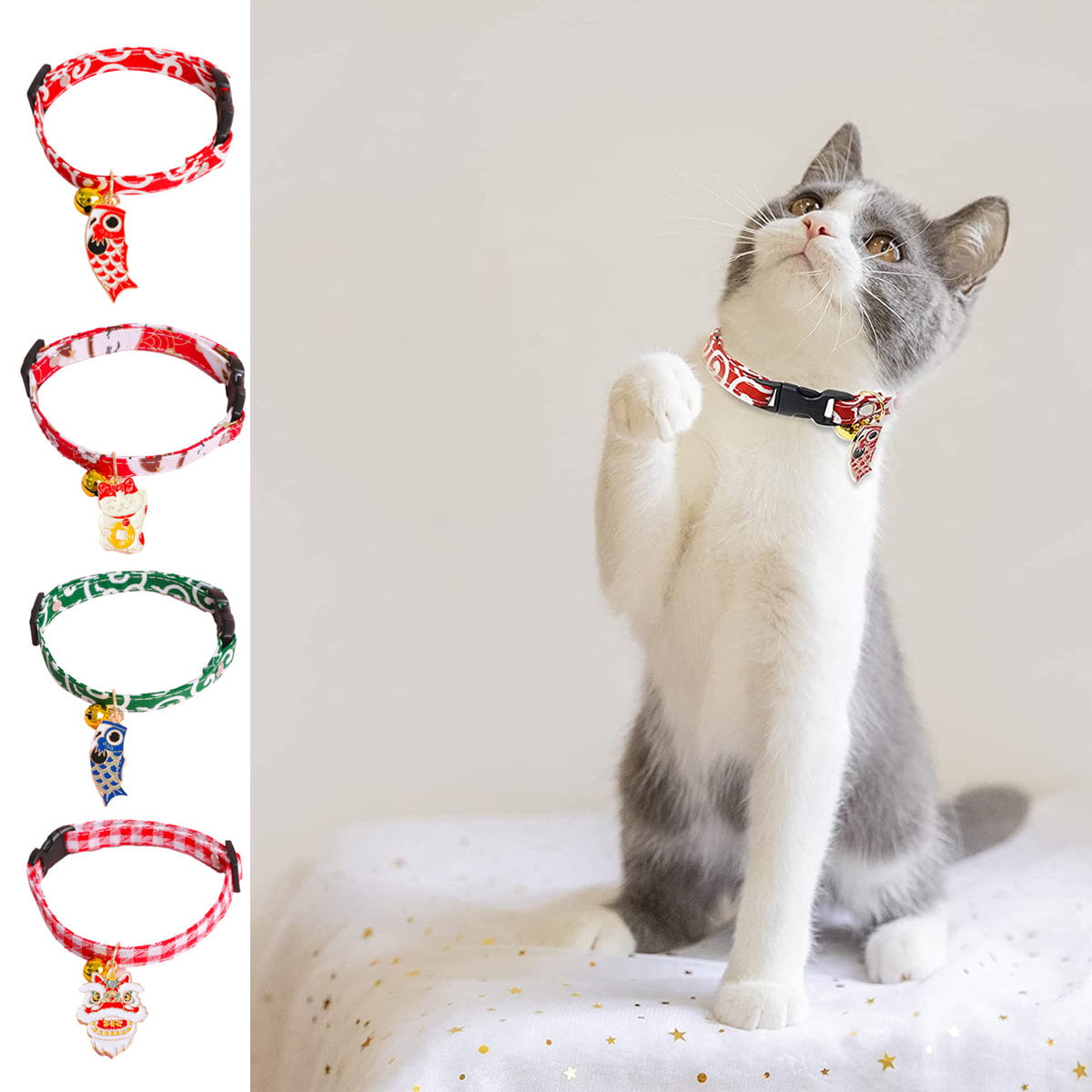 Cute Japanese Style Collar Cat Bell Small Pet Collar Adjustable Pet Cat Supply 