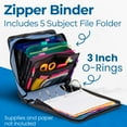 thumbnail image 2 of Case-it The Mighty Zip Tab Zipper Binder - 3 inch O-Rings - 5 Color Tab Expanding File Folder - Multiple Pockets - 600 Sheet Capacity - Comes with Shoulder Strap - Glacier D-146-P, 2 of 7