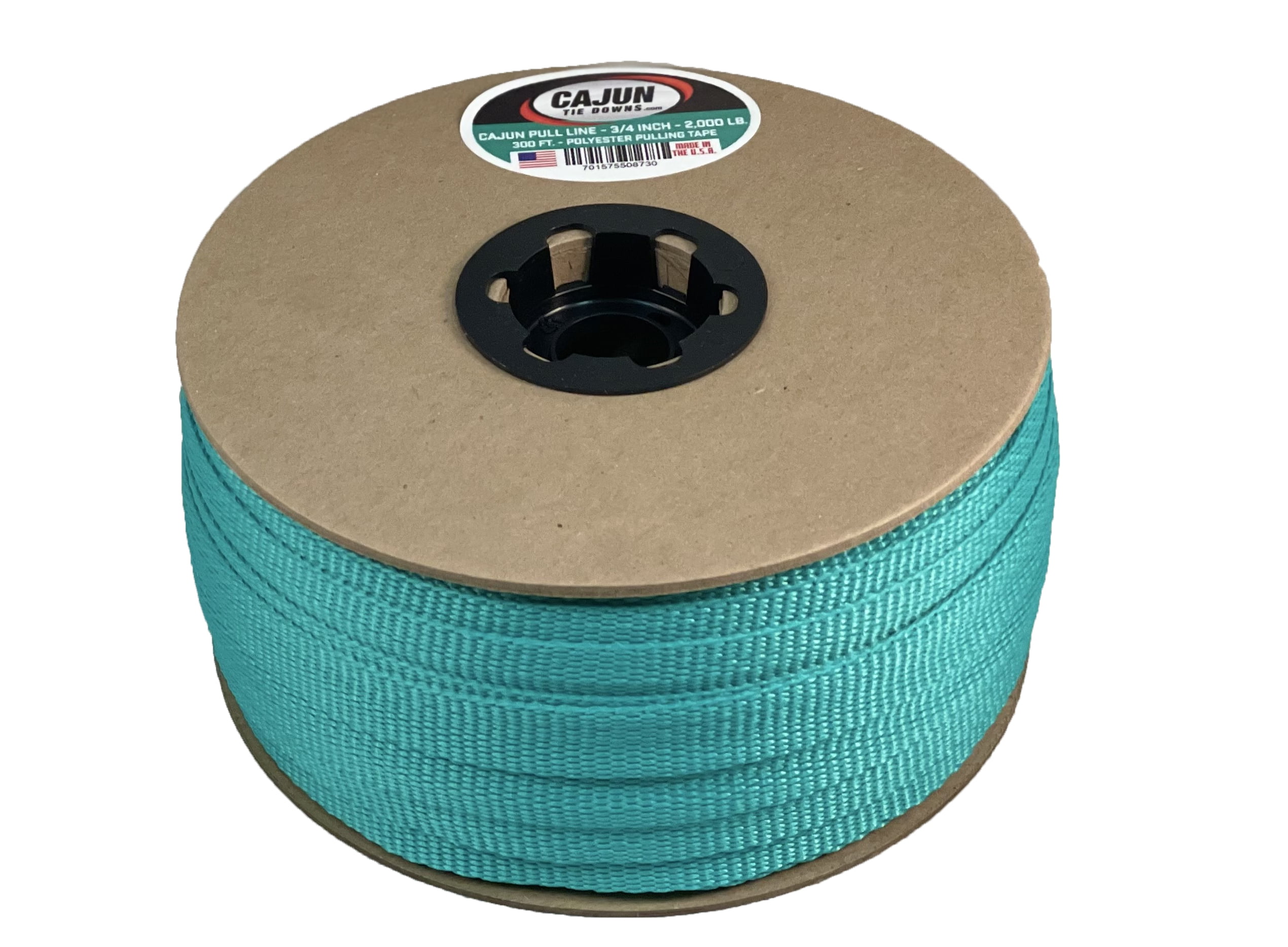 Cajun Mule Line - 5/8 Inch X 350' - Turquoise - 1,500 lb. - Pull Tape -  Polyester Pulling Tape - Made in USA 
