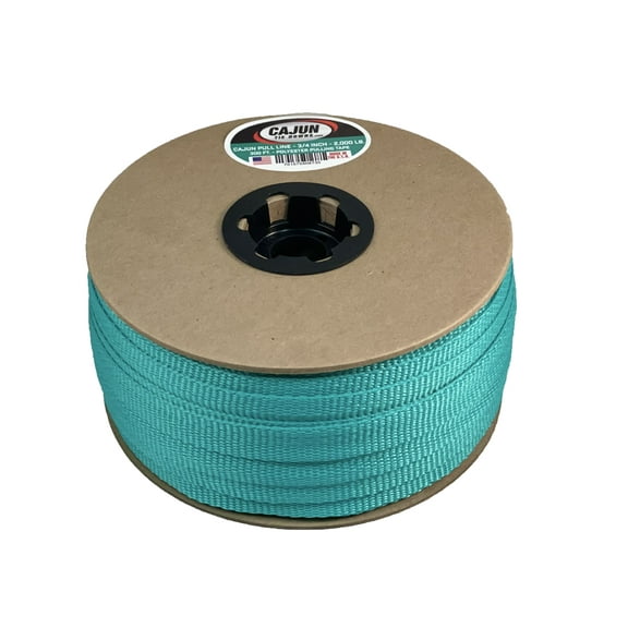 Cajun Tie Downs Cajun Mule Line, 5/8 Inch x 350' Turquoise Polyester Pulling Tape 1,500 lb Pull Tape
