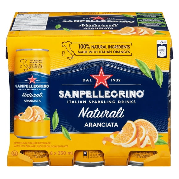 San Pellegrino Naturali Aranciata Sparkling Orange Beverage 6 x 330mL, 6 x 330mL
