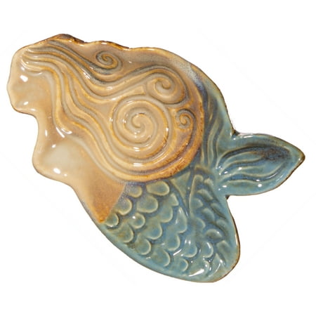Small (2.5 by 4 Inch) Mermaid Shaped Ceramic Mini Potter or Trinket Dish