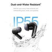 Baseus Wireless Earbuds, Hi-Res Noise-Cancelling, Up to -50dB Adaptive ANC, 55H Playtime, IP55 Water Resistant Bluetooth Headphone 6 Mic in-Ear Buds, Black