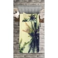 thumbnail image 3 of Ambesonne Palm Tree Quilted Bedspread Set 2 Pcs, Caribbean Coastline Ocean, Twin Size, Pale Yellow Green Brown, 3 of 3