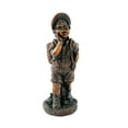 thumbnail image 2 of XBrand 24" H Faux Bronze Magnesium Oxide Walking Boy Garden Statue w/Small Flower Plant Pot, Outdoor Décor, Natural Design Sculpture, 2 of 10