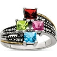 thumbnail image 2 of 14K/Silver Two-Tone Sterling Silver & 14K Four-Stone And Diamond Mother's Semi-Mount Ring (Size 10) Made In Thailand qmr12/4-10, 2 of 5