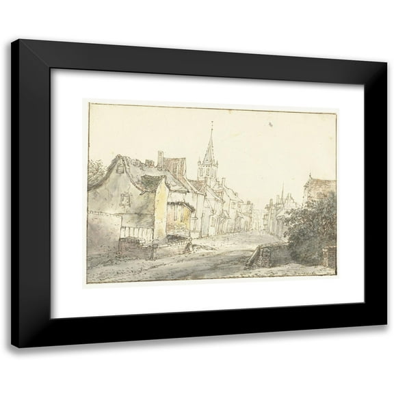 Isaac van Ostade 14x11 Black Modern Framed Museum Art Print Titled - A Street in a Village or Town (1646 - 1649)