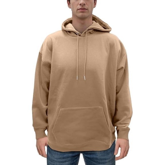Mocassi Men's Fleece Cotton Hoodie, Ultra Soft Breathable Casual Midweight Hooded Pullover Sweatshirt for Men, Small, Taupe