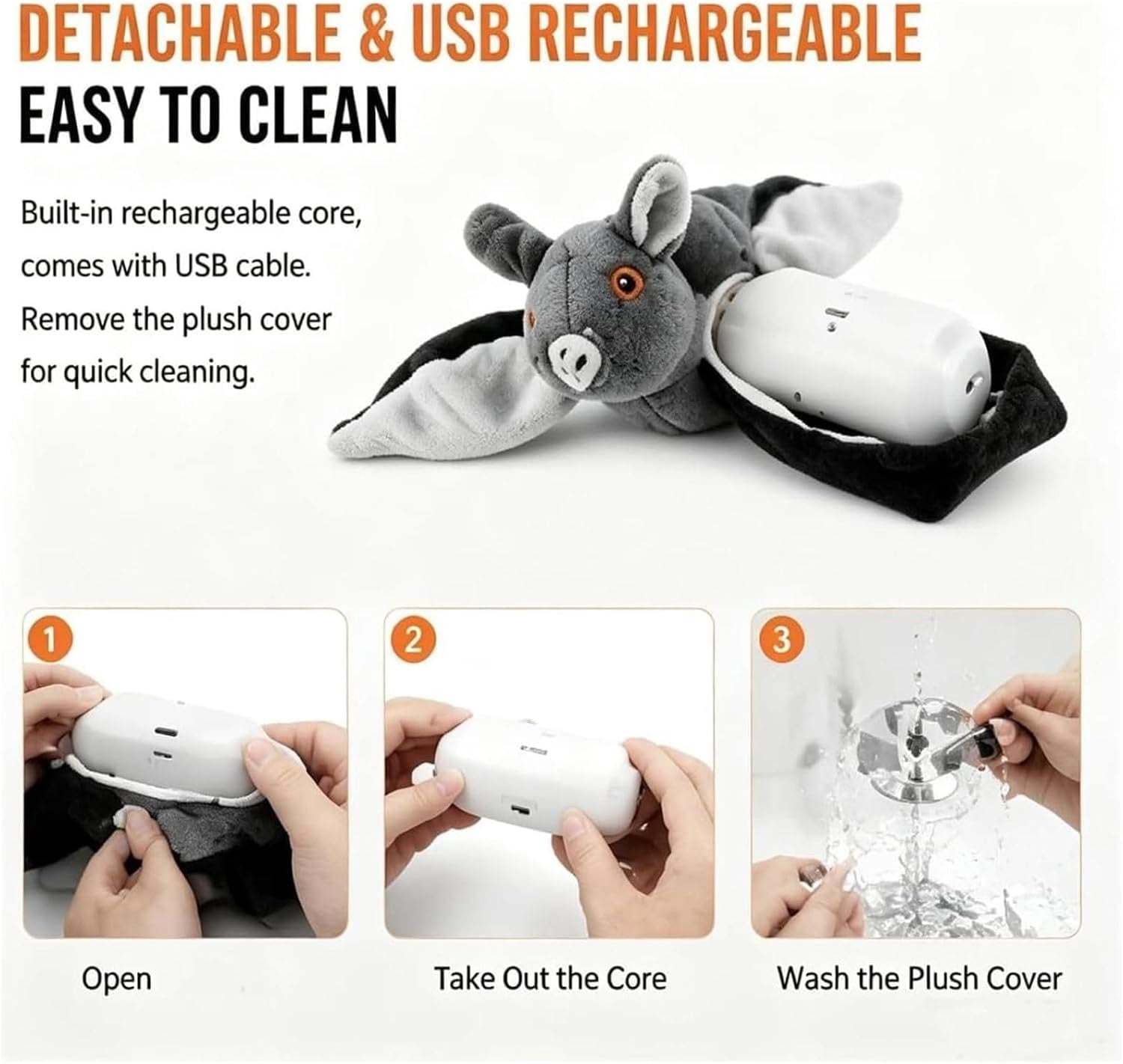 Flying Bat Dog Toy, 2026 New Flying Bat Toy for Dogs, Motion Activated Rechargeable Plush Toy with Moving for Bored Dogs, Puppies