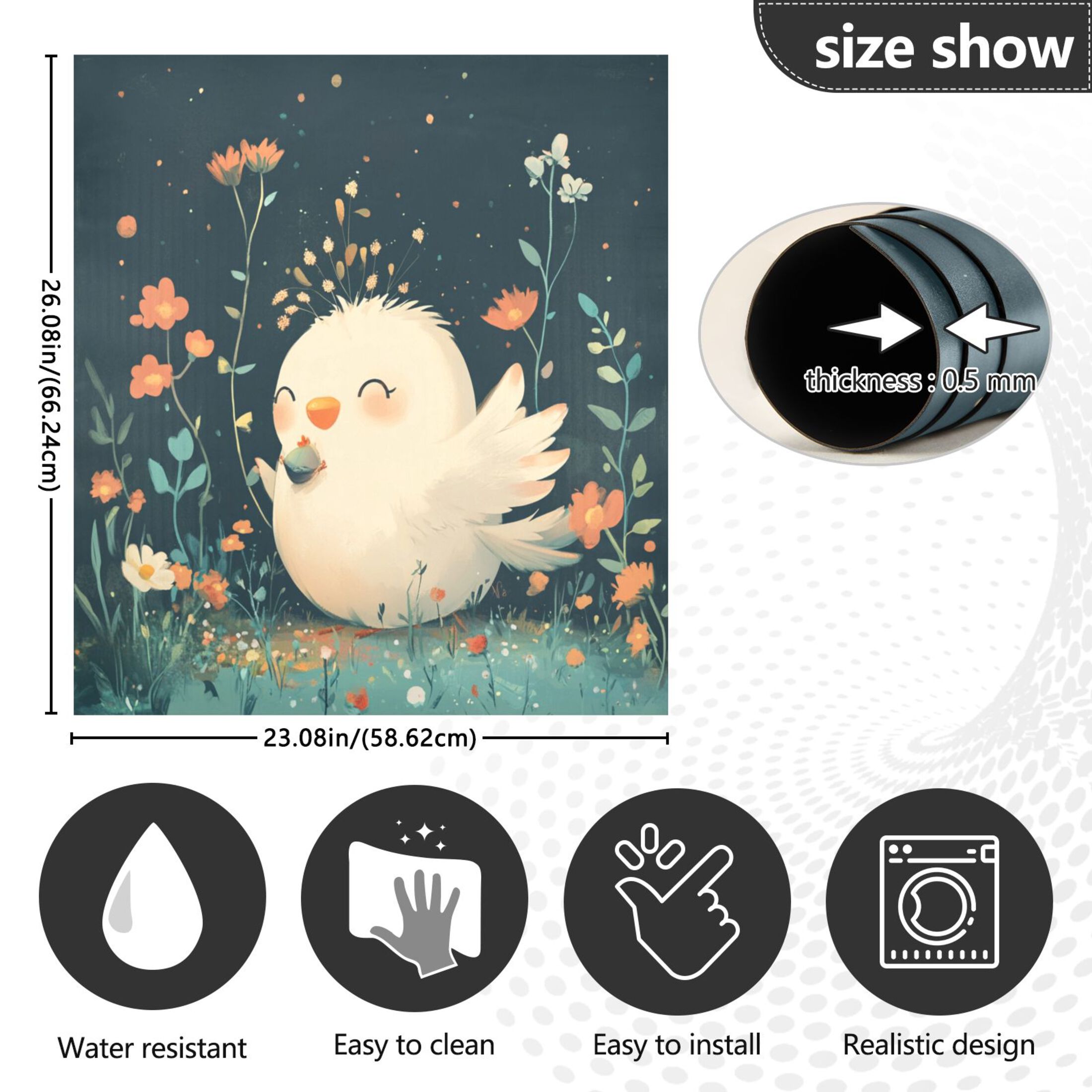 Dishwasher Magnetic Sticker 23x26 Inch Refrigerator Magnetic Sticker Washing Machine Magnetic Sticker Kitchen Panel Magnetic Sticker Home Decor White Cartoon Chicken