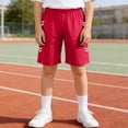thumbnail image 2 of Yindaity Cotton Shorts Boys Boys Cotton Shorts Kids Athletic Casual Drawstring Shorts with Pockets(Red,8-9 Years), 2 of 7