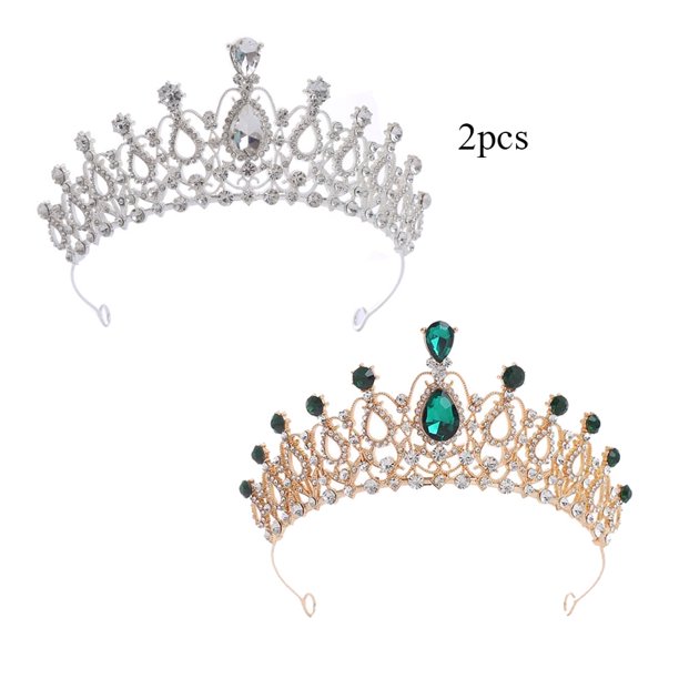 CNKOO - 2 tiaras y coronas de oro rosa para mujer, coronas de reina de cristal, tiaras de princesa con diamantes de imitación para niña, novia, boda, accesorios para el cabello para novia, fiesta de