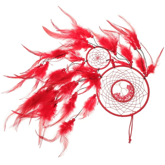 MLINS Home Decor Hangings Double Ring Dream Catcher 73.00X16.00X1.00CM Red