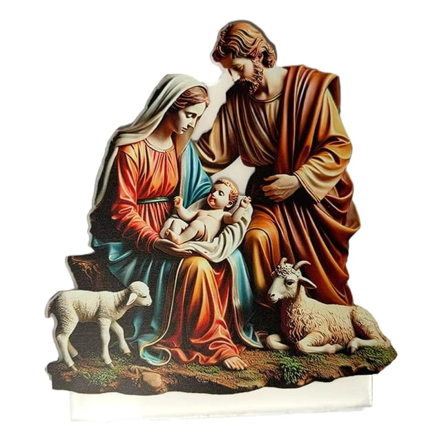 Estatua de María y Jesús Estatuas de la Sagrada Familia Decoración de escritorio Escena navideña Figura de Jesús acrílica para decoración