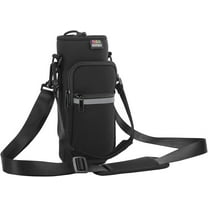Nuovoware Water Bottle Carrier Bag with Adjustable Shoulder Hand Strap and 2 Pocket, Sling Neoprene Sleeve Sports Accessories for Hiking Travelling Camping, 25oz, Black
