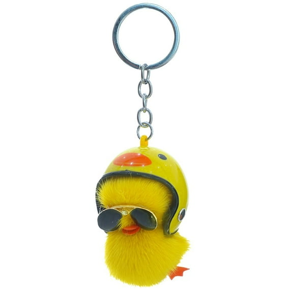 UNTERING Cartoon Plush Helmet Duck Keychains for Car Key Handbag Pendant Key Chains Fashionable Keychain Key Small