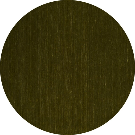 Ahgly Company Indoor Round Abstract Yellow Contemporary Area Rugs, 4' Round