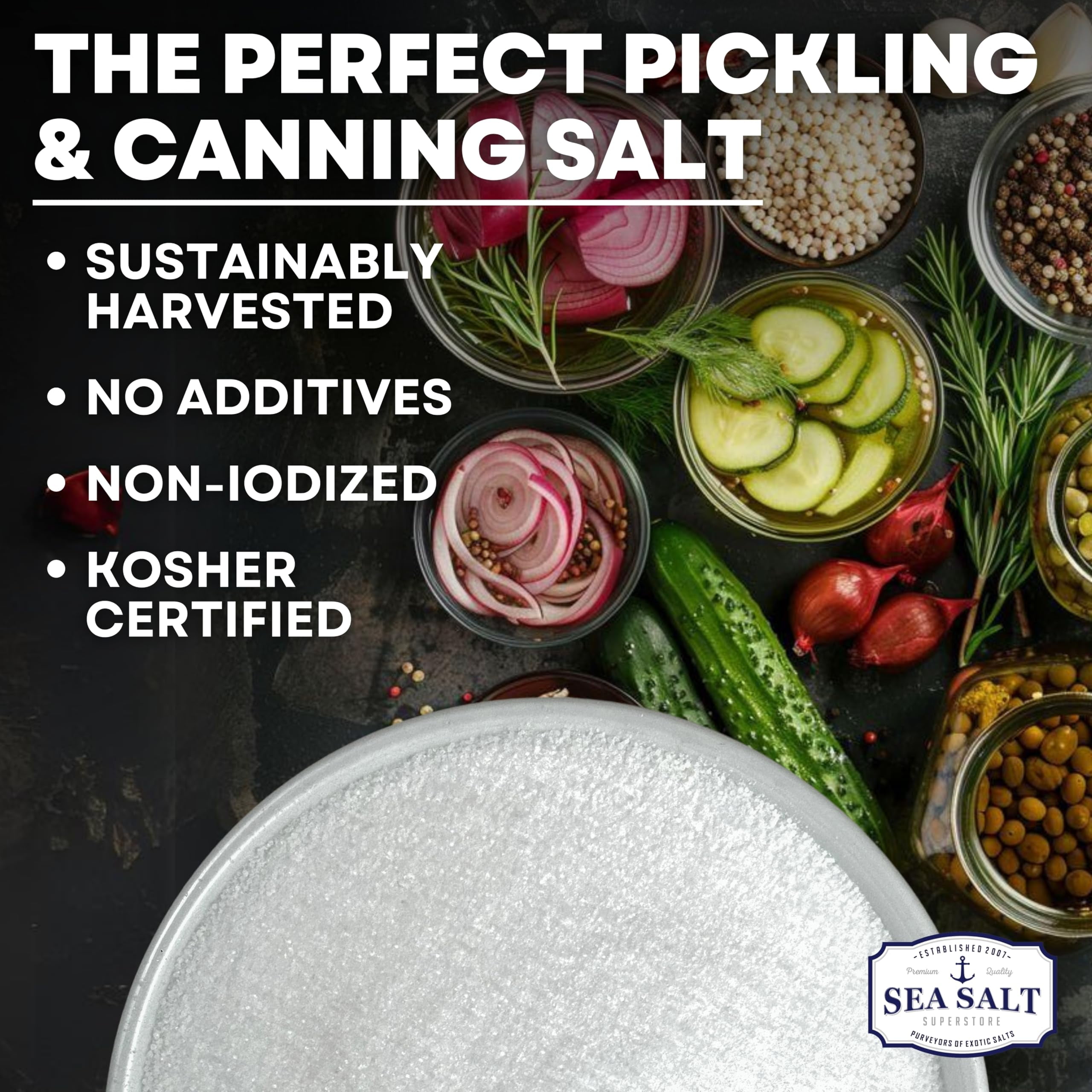 Pickling & Canning Pickling & Curing Salt for Natural Preserving, Fine Kosher Salt for Brining, 5 lb Bag (1X5 lb) Non Iodized