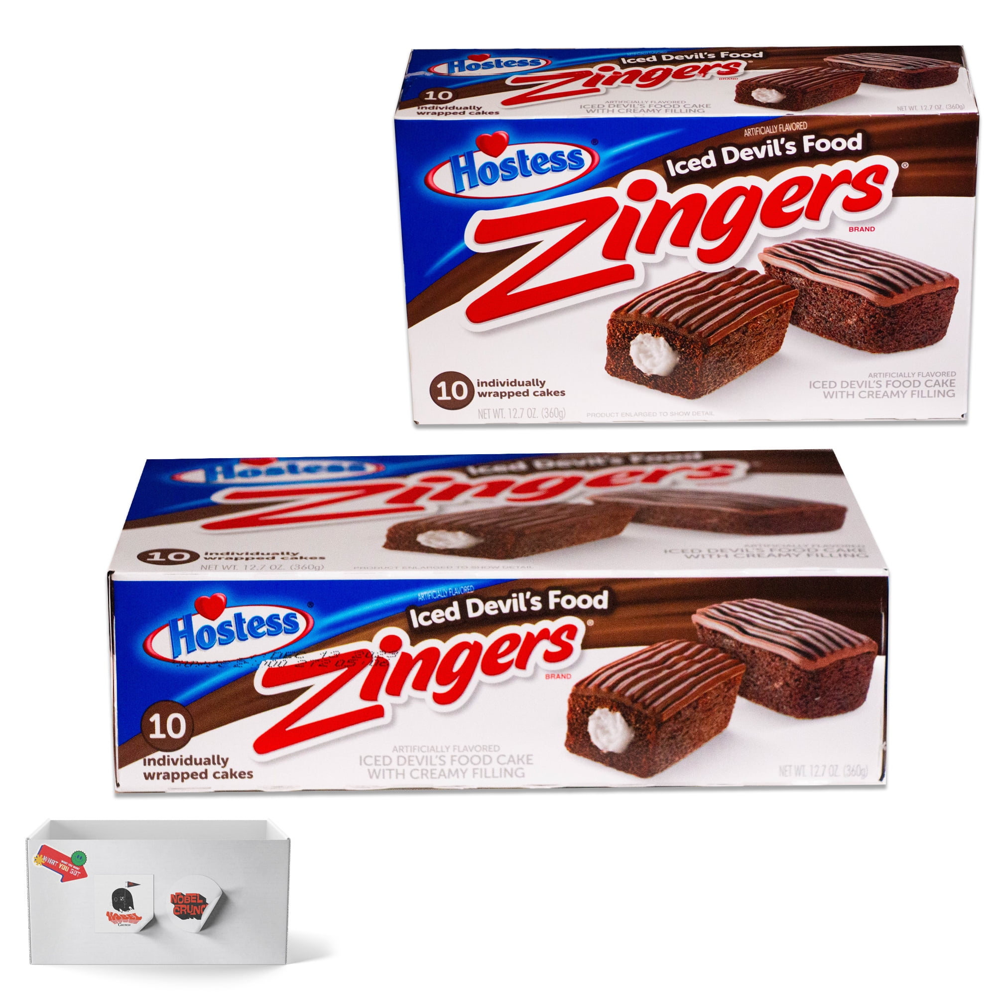 Hostess Zingers Combo - Iced Vanilla (10ct, 2 pk) - Devil's Food (10ct, 2pk) - Sweet & Salty Kettle Popcorn (1, 5.5oz bag) - Bundled by Noblecrunch - 5 Items Total
