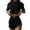 Black, variant on Women Pajama Set 2 Piece Knit Short Sleeves Cozy Lounge Set Lightweight Matching Set Solid Casual Sleepwear