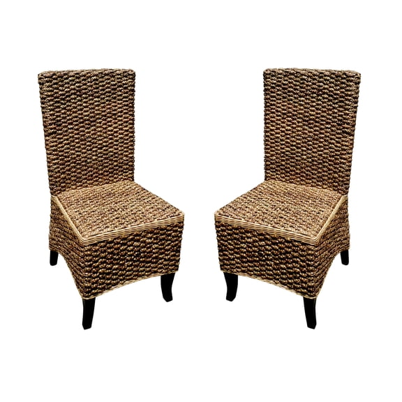D-Art Collection Mahogany Seagrass Dining Chair 2pcs set
