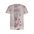 thumbnail image 4 of KeFaWanJu Summer Savings! Round Neck T Shirts for Women Plus Size Short Sleeve Tshirts Clearance Under $5 Floral Tee Shirts,Purple Sizes XXXL, 4 of 5