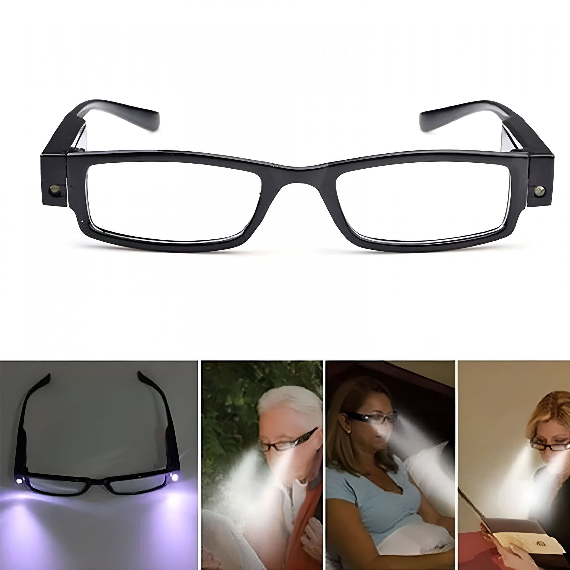 GJX LED Reading Glasses With Light, Hands Free Illuminated Magnifying Glasses for Night Reading, Elderly Presbyopia, Low Vision, Crafts and Close Work