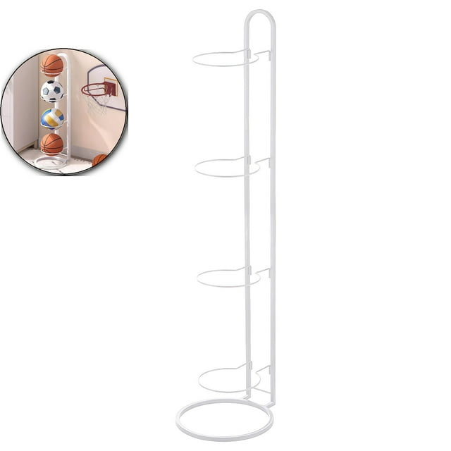Dvruxg Vertical Ball Storage, Basketball Storage Shelf, Iron Volleyball Stand Holder Basketball Rack 4 Tier Ball Rack for Football