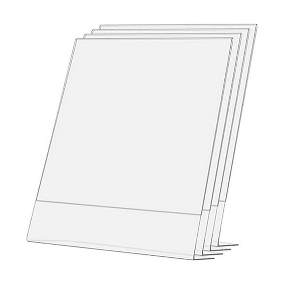4 Pack Acrylic Sign Holder for 8" x 10" Literature Clear Slanted Countertop Side Loading Display for Stores Hotels Offices and Restaurants