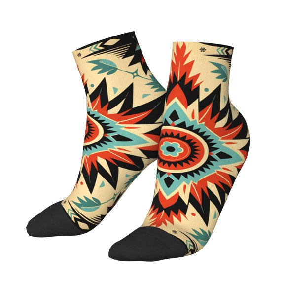 Low Cut Unisex Novelty Crew Socks Casual Ankle Socks for Men Women, Aztec Baja Southwest Native Western