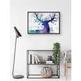 thumbnail image 2 of PixonSign Framed Canvas Print Wall Art Elk with Flower Antlers Animals Wilderness Illustrations Modern Art Farmhouse/Country Fun Multicolor Pastel for Living Room, Bedroom, Office - 24"x36" Black, 2 of 5